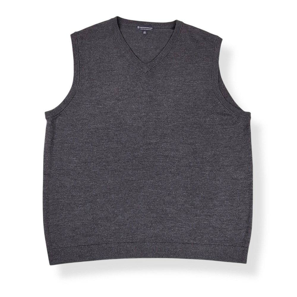 Hart Schaffner Marx Vest Men 3XT Gray Merino Wool Sweater V Neck Sleeveless EUC